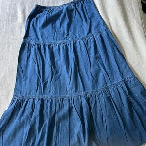 Vintage A-Line Denim Blue Prairie Skirt